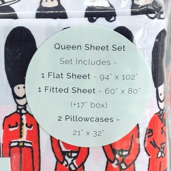 6-pc Cath Kidston LONDON GUARDS CHRISTMAS Queen Size Sheet Set (2 extra PC's) - Picture 6 of 9